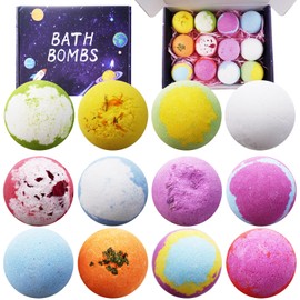 RoseFlower Badebomben-Geschenkset, einschließlich 12 Planeten-Badebomben, handgefertigt mit natürlichen und organischen Pflanzenextrakten, geeignet für Kinder und Männer.