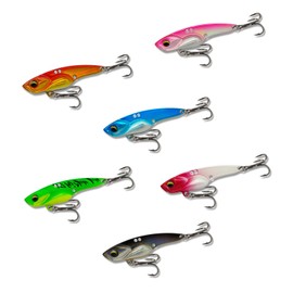 Spotlip Iron Plate Vibe 7g 10g 14g Metal Vibrating Lure Metal Jig Saltwater Fishing Set of 6 (14g)