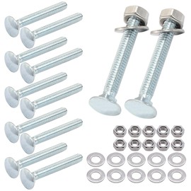 Luomorgo 12 Sets 1/4"-20 x 2 in. Carriage Bolts, Round Head Square Neck Fully Threaded Screws, Galvanized Steel Carriage Bolts with Hex Nuts, Flat Washers