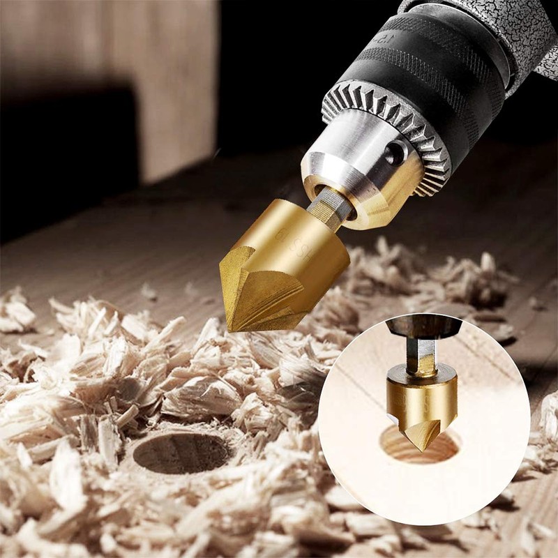 Beenle-Icey 6-Piece Countersink Set Hexagonal Countersink Drill Bit 90° Angle
