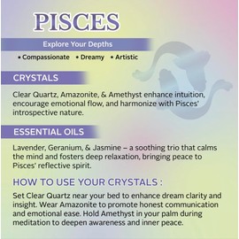 Aluminate Life Luxury Glass Jar Candle, Pisces Zodiac Sign, 8.8 oz - Crystal Infused - Scents of Watery Greens, Ozone, Florals, & Sweet Musk - USA Made, Coconut-Soy Wax, Essential Oils, Dr. Developed