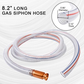 8.2' Jiggler Siphon Hose, Gerguirry Heavy Duty Self-Priming Transfer Hose for Gasoline Fuel Gas Siphon Tube Copper Nipple with Metal Buckle, 2PC