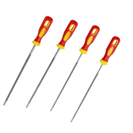 4 PCS Chain Saw Sharpener Tool Set – Professional Round Sharpener for Chainsaw Chain, 4 Different Sizes, Non-Slip Handle, Easy-to-Use and Durable Chainsaw Sharpener Tool for Maintaining Chainsaw Blade