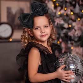 ZOLYCO Large Big 6 Inch Hair Bows for Girls Thick Ribbon Boutique Alligator Clips Hair Accessories for Baby Girls Toddlers Kids Teens 2 PCS (Black)