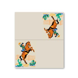 Stonehouse Collection | Western Theme Place Card | Ranch Themed Name Card | Table Tent Name Card for Birthday Party | Wedding, Dinner, Name Card | 25 Count (Rearing Cowgirl)
