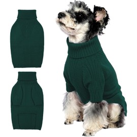 IECOii Dog Sweater,Dog Sweaters for Medium Dogs Girls Boys,Doggie Sweater Christmas,Pet Sweatshirt Knitwear Outfit for Holiday,KnitTurtleneck Warm Clothes for French Bulldog,Boston Terrier (Green,M)