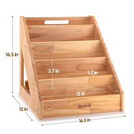 Old Canal Montessori Bookshelf for Toddlers with Handle & Anti-Tilting Design, Kids Bookshelf and Toy Storage Organizer, Children's Pine Rack Book Display Shelves for Classroom, Nursery