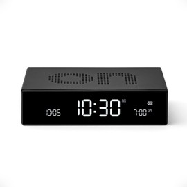 LEXON Flip Premium LCD Alarm Clock, Black, USB-Type C Charging, Voice Sensor, Touch-Sensitive Snooze Light, Alarm Volume Adjustable