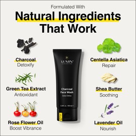 Lumin Lumin Charcoal Face Wash for Men Skincare - Daily Detox, Hydrating Face Cleanser, Removes Impurities, Exfoliates, Unclogs Pores, Controls Oil, Soothes Irritation, All Skin Types, 1 Pack