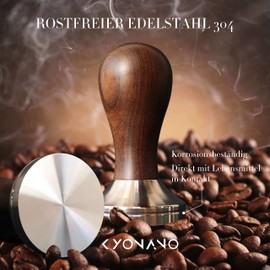 KYONANO Tamper 51mm, Kaffee Tamper aus Edelstahl 304 mit Chacate Pretoholzgriff, Espresso Tamper für Siebträger, Barista Tamper Kompatibel mit Espressomaschinen Delonghi