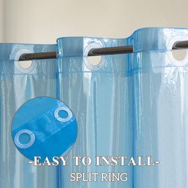 Barossa Design No Hook Clear Blue Shower Curtain or Liner - Soft EVA 10G Extra Heavy Duty Shower Curtain with 3 Magnets for Bathroom, Standard Size 71" x 74", Clear Blue