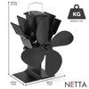 NETTA 4 Blade Woodburner Stove Fan - Silent Operation -