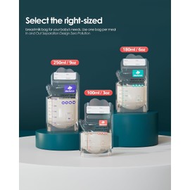 dearlomum BPA-Free Breastmilk Storage Bags - 200 Pcs, 6 Ounce, Self-Standing with Pour Spout, Space-Saving Flat Profile, Ideal for Convenient Breastfeeding and Milk Storage, Refrigeration & Freezing