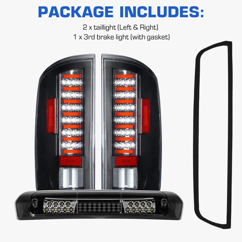 Gubebaili LED Tail Lights + Third 3rd Brake Light Fit