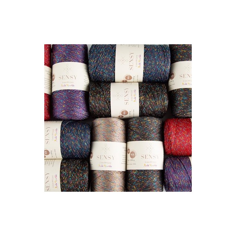 5 Skeins of Sensy Premium 2mm 251 Yards Sparkle Polyester