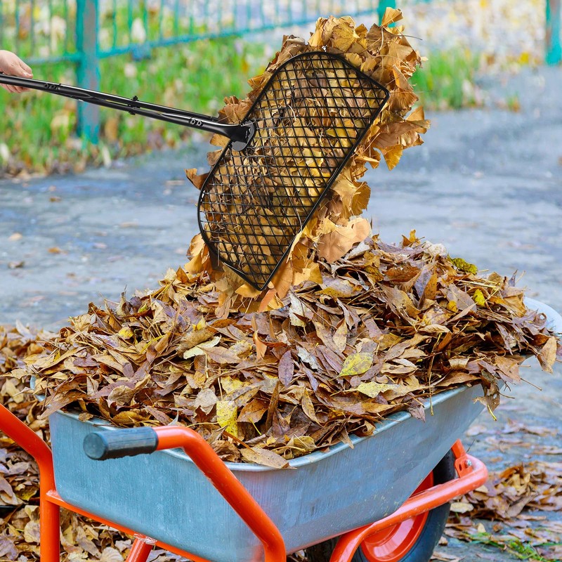 CAROD Leaf Grabber Rake with Long Handle, Lightweight Metal Leaves