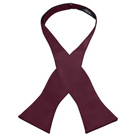 S.H. Churchill & Co. Men's Self-Tie Satin Bow Tie - Faux Silk for Wedding Tuxedo (Burgundy)
