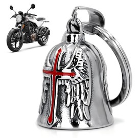 Wohlstand Bells for motorcycles, bell, motorcycle bell, guardian angel, guardian bell accessories or key ring for biker gifts, silver