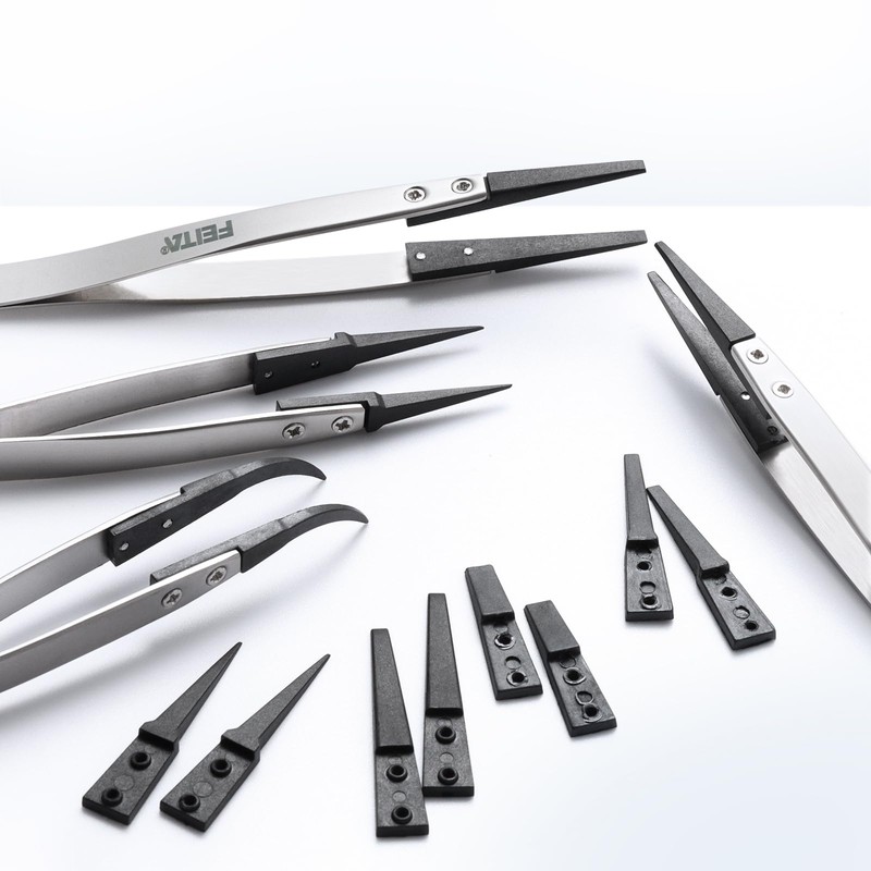 FEITA Anti Static Precision Tweezers ESD-Series Replacement Pointed, Curved &