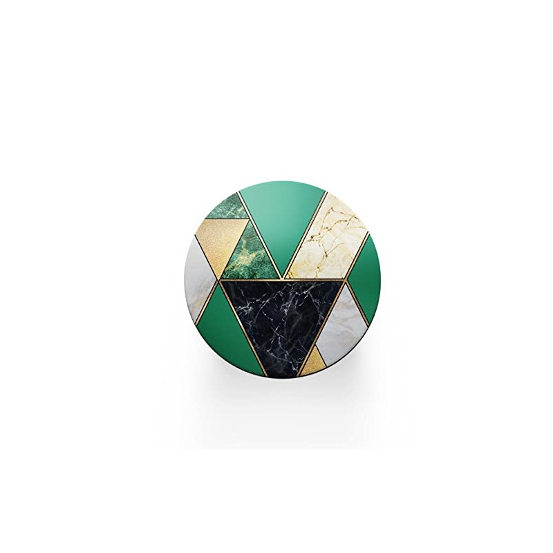 Round Single Coaster - Art Deco Green Marble Effect New