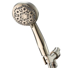 Couradric Handheld Shower Head, 7-Function High Pressure Shower Head with Brass Swivel Ball Bracket and Extra Long Stainless Steel Hose, Brushed Nickel, 4"