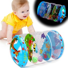 Crawling & Walking Baby Toys 6-12 Months Glowing Jumbo Inflatable Rolling Infant Toy 7 8 9 10 12-18 Month Old Tummy Time Sensory Development Light Up Toys for 1 2 Year Old Boy Girl Birthday Gifts