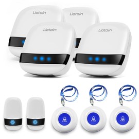 LIOTOIN Wireless Caregiver Pager Elderly Alarm Call Button Personal Alarm Call Bell Panic Alarm Systems For Elderly/Patient/Disabled/Nurse 5 Transmitter 4 Plug-in Receiver (600+ft Operating Range) …