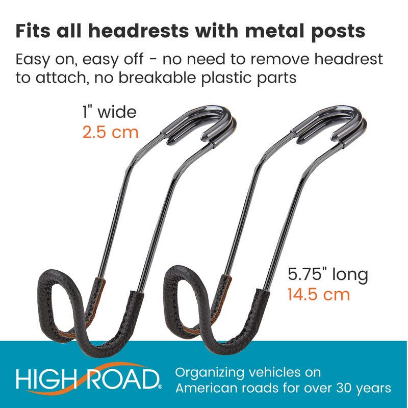 High Road Car Hooks for Purses and Bags with Leather