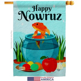 Ornament Collection Nowruz Persian Garden House Flags Kit Religious New Year Christian Religion Day Small Decorative Gift Yard Banner Made in USA 28 X 40