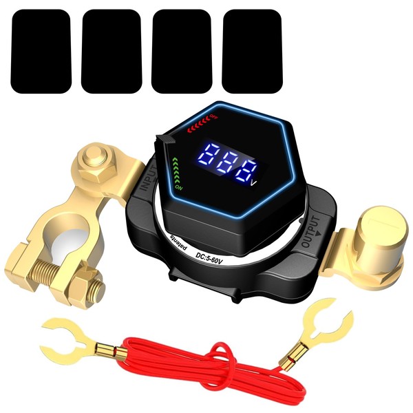 AWBLIN Top Post Battery Disconnect Switch with Voltmeter, DC 5-60V