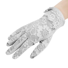 Women Lace Uv Protection Gloves Summer Short Driving Gloves Screentouch Gloves Anti-skid Lace Floral Wrist Gloves Sun Skid Mittens Short Grey