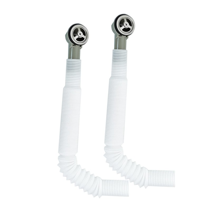 2x Overflow Pipes, Overflow Tube for Sink Extendible, Circular Interface(Size: