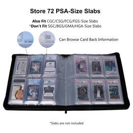 Rieton Graded Card Binder - Holds 72 PSA Slabs, 6 Pocket Slab Binder for PSA, CGC, CSG, FCG, FGS Slabs, Black, PSAbinder672W