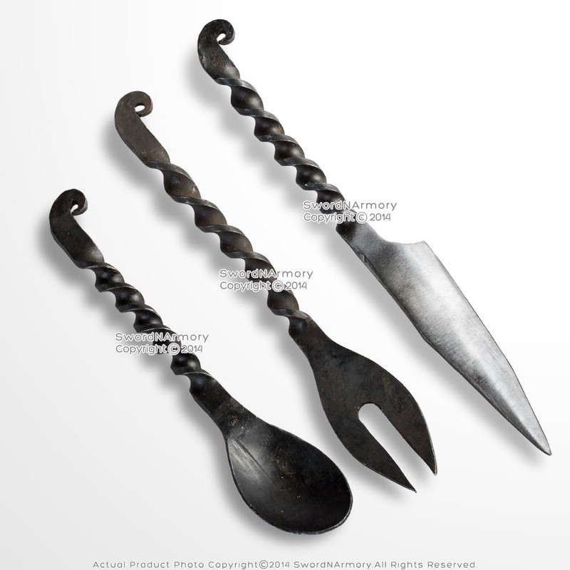 Munetoshi Handmade Medieval Iron One Piece Fork Spoon Knife Utensils