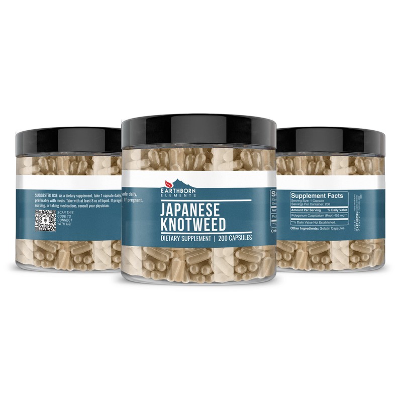 Earthborn Elements Japanese Knotweed Extract 200 Capsules, Pure & Undiluted,