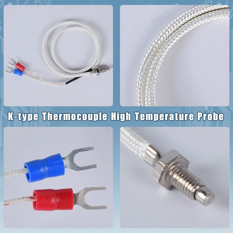 FBBULES LED Digital Thermometer with K-Type Thermocouple Probe, Waterproof, -30-800