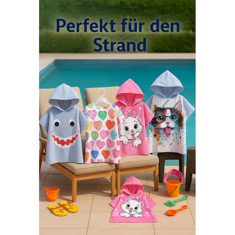 FEBE Bath Poncho Children's Bath Towel with Hood Bathrobe for