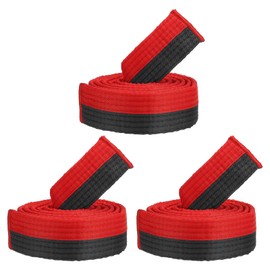 PATIKIL Taekwondo Colored Ranking Belt, 3 Pack 1.6" x5Ft 1.6M Polyester Martial Arts Judo Karate Belts for Coach Teaching Practice, Red and Black