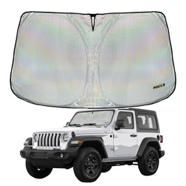 Iridescent Windshield Sun Shade fit for 2018-2025 Jeep Wrangler JL JLU / 2020-2025 Jeep Gladiator,Foldable Wrangler Sunshade Front Window Sun Visor Protector Blocks UV Rays Keep Your Car Cooler