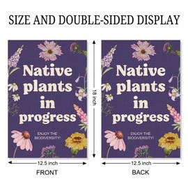 Xipromi Native Plants In Progress Garden Flag, Funny Eco-Friendly Flags for Outside, Sustainable Outdoor Lawn Yard Farmhouse Houseplant Décor, Plant Lover Gifts for Gardener Friend Farmer