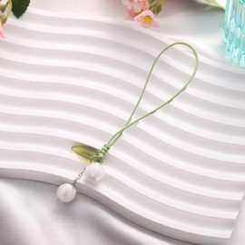 tenghong2021 1-3Pcs Phone Charm Kawaii Flower Accessories Creative Tulip Flower Keyring Cute String Strap keychain for Women-C