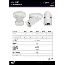 Knightsbridge Knightsbridge Pendant Lamp Holder, White