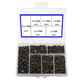 newlng Small Screws Phillips Flat Head Cross Self Tapping Tiny Screw Cabinet Electronic Accessories Screw Multifunctional DIY Micro Woodworking Screw Set Bronze 1200PCS
