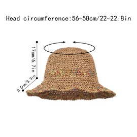 Meliyya Women's Straw Hat Foldable Adjustable Summer Straw Sun Hat Flowers Beach Hat Wide Brim Summer Hat, F-Colorful, Khaki