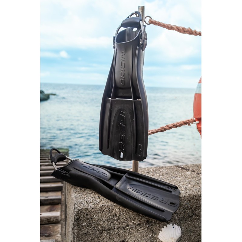 Cressi Origin LD Adjustable Open Heel Fins, Black, S/M
