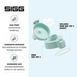 SIGG WMB ONE Top 2 Milky Blue Green Cap (One Size), Replacement Water Bottle, One-Handed & Leak-Proof Cap