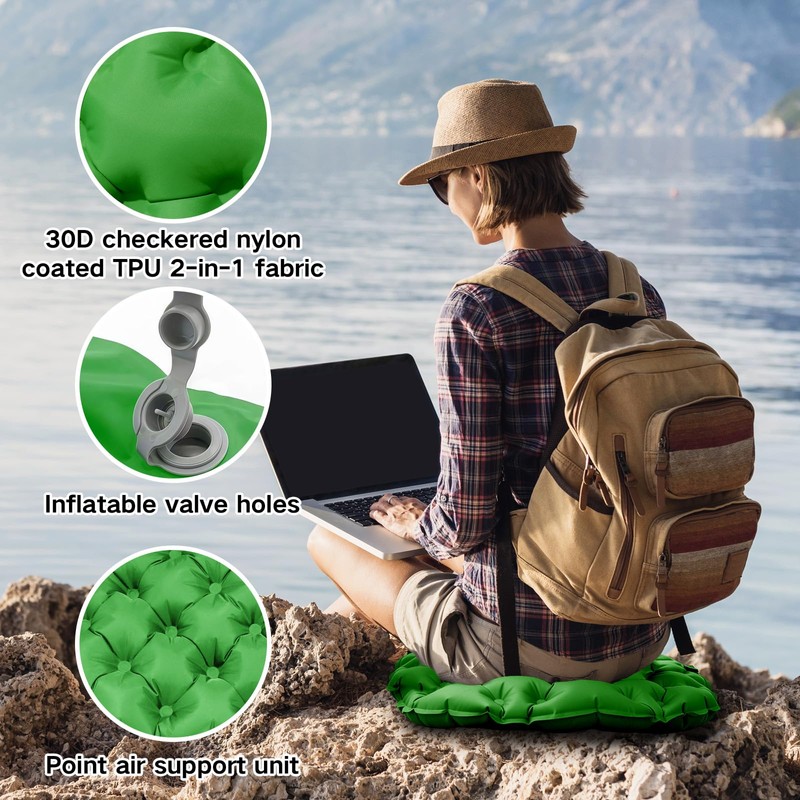 2 Pack Inflatable Seat Cushion, Lightweight Foldable Portable Chair Pad
