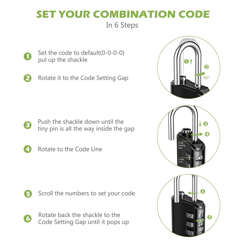 KeeKit Combination Lock, Resettable 4 Digit Combination Padlock with Keys,
