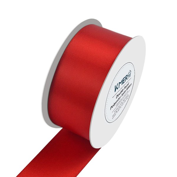 1-1/2 inch x 25 Yards Double Faced Polyester Red Satin Ribbon, Perfect for Gift Wrapping Very Suitable for Weddings Party Hair Bow Invitation Decorations and More