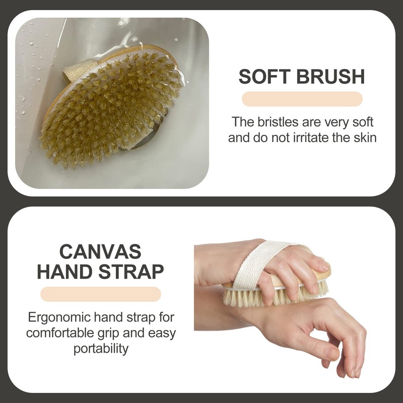 Firschoie Hemu Dry Brush, Natural Bristles, Body Brush for Removing